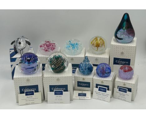 A collection of Caithness glass paperweights,all with certificates: Crystal Carousel  (pink) Crystal Carousel (blue) by Colin