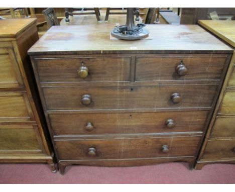 An Early XIX Century Mahogany Chest of Drawers, with two short and three long drawers, on bracket feet, 105cms high, 109cms w