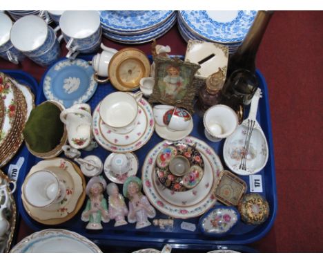 Pin Cushion Dolls, Derby, Cauldon, miniatures and other ceramics:- One Tray