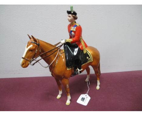 Beswick Model of Queen Elizabeth II Mounted on Imperial Trooping the Colour 1957, chestnut, 1546, 25cms high.