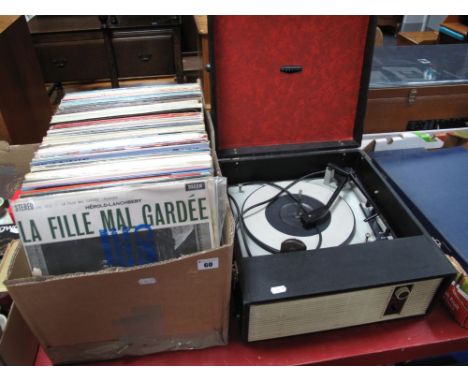 A Circa 1960's Fidelity Portable Record Player, and a quantity of LP's including Decca Ed1 S x L. 