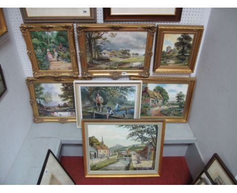 K. Bagon, Oil on Board of a Country Cottage, and another picture by K. Bagon. 