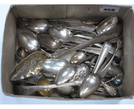 Quantity of Silver Flatware, to include pair of Scottish teaspoons and berry spoon, Georgian spoons.