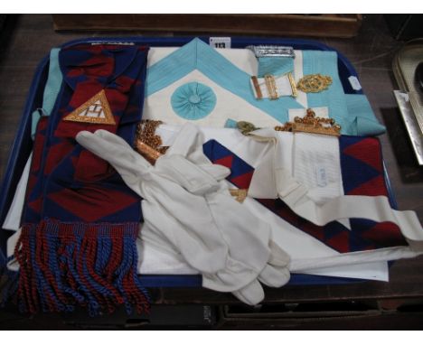 Masonic Aprons, sash, gloves etc:- One Tray