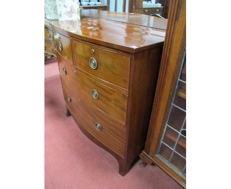 A XIX Century Mahogany Bow Fronted Chest of Drawers, with two short and two long drawers, shaped apron, on bracket feet, 91cm