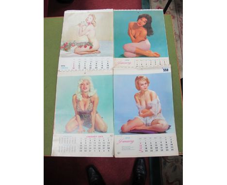Four "Risque" 1960's Period Glamour Model Calendars by "Reeve", (1964, 1965, 1966 and 1967) (twelve illustrations to each cal