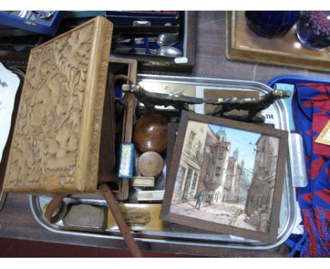 A Set of Four XIX Century Pottery Wall Plaques, decorated withy country and town scenes, Penguin Kershaw Eight 20 Camera in a