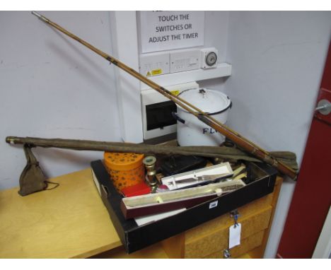 A Kodak Folding Camera, further cameras, loose cutlery, horn handled bread knife, brass candlestick, two and three piece cane