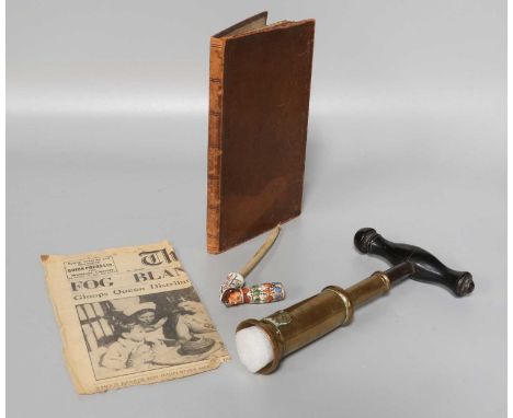Edwin Cotterill's Patent Self Adjusting Corkscrew, 19th Century, together with a novelty pipe with figural porcelain bowl and
