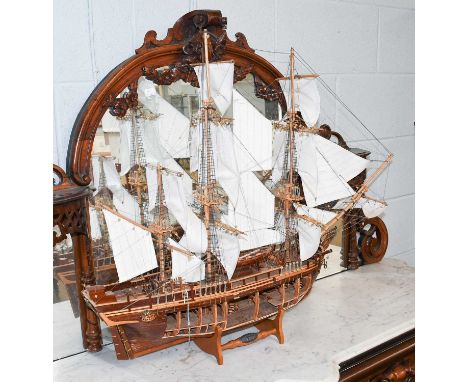 A Del Prado Kit Built Model of HMS Bounty, 1783, on stand and with exposed hull, 87cm bow to stern