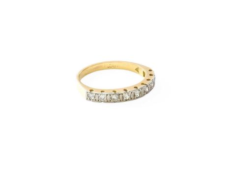 A Diamond Half Hoop Ring, the eight-cut diamonds in white square settings, to a yellow plain polished shank, total estimated 