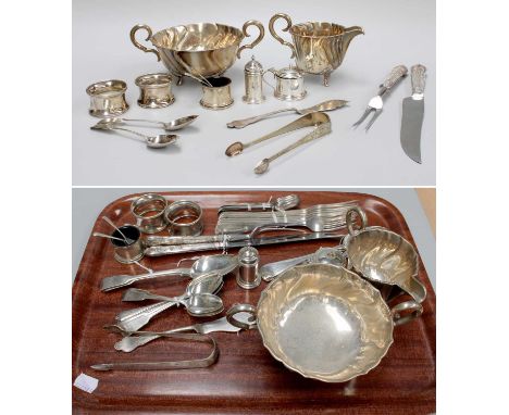 A Collection of Assorted Silver, including a Danish silver cream-jug and sugar-bowl, by P. Hertz, Copenhage, 1890, each spira