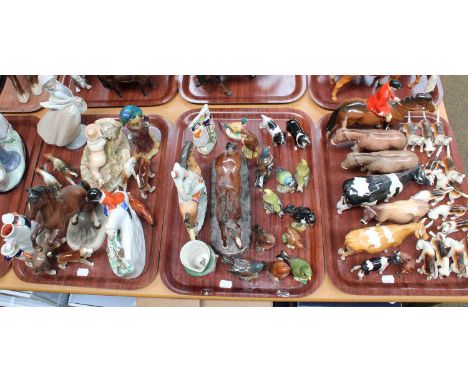 Beswick Animals, including cattle, birds, a huntsman and hounds, together with various similar foreign models, a Royal Worces