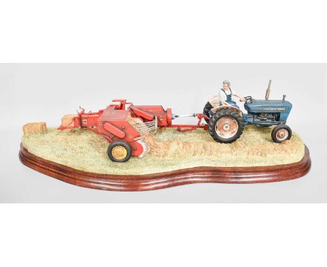 Border Fine Arts "Hay Baling", model No. B0738, by Ray Ayres, limited edition 975/2002, on wood base with box and certificate