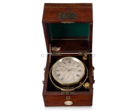 EIGHT-DAY MARINE CHRONOMETER BY BROCKBANK AND ATKINS, LONDON, CIRCA 18354in. silvered dial signed and titled with 993, gold s