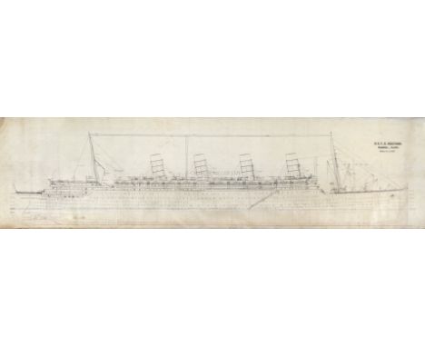 A SET OF DRAUGHTSMAN OFFICE PLANS FOR R.M.S. AQUITANIA, JOHN BROWN & CO., CIRCA 1913ink on waxed linen and comprising: Genera