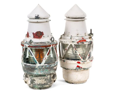 A PAIR OF TRINITY HOUSE-PATTERN BUOY LAMPS, CIRCA 1960heavily constructed in alloy, with flare illumination system within, wi