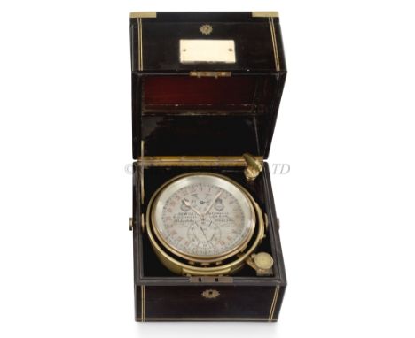 AN UNUSUAL TWO-DAY MARINE CHRONOMETER BY J SEWILL, LONDON, CIRCA 18704in. silver dial signed 'J SEWILL ROYAL EXCHANGE 30 CORN
