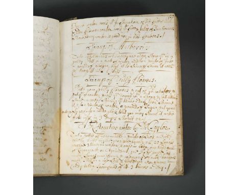 A 17th century and later medicinal and culinary recipe and receipt book dated 1690, 8vo, in vellum binding, the cover inscrib