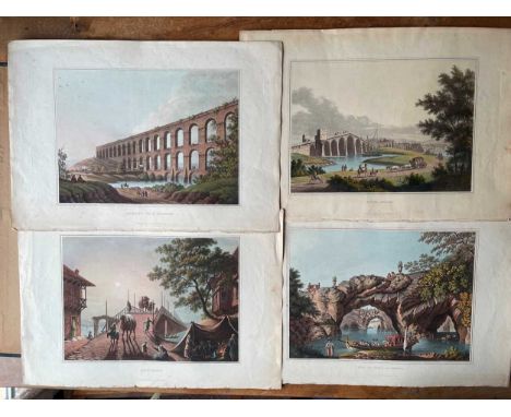 James Cawthorn (publisher): folio containing coloured aquatints of Athens, the Acropolis and Parthenon, dated 1812/13, 27 x 4