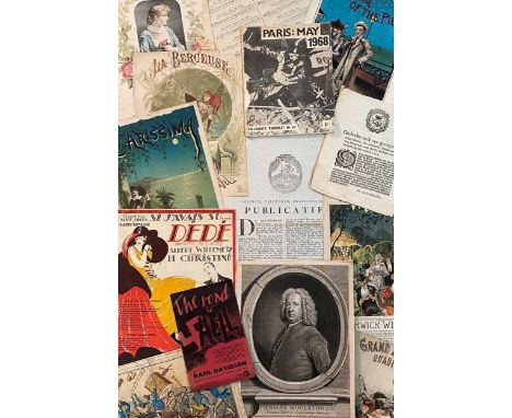 Ephemera, pamphlets and loose prints etc. Various including two Dutch broadsides of different sizes dated 1654 and 1795; four
