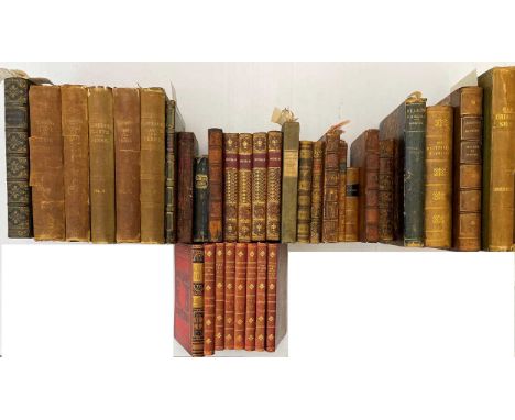 Literature including leather bindings. Various mainly 18th and 19th prose, poetry, essays and other works, including: [ALLEST