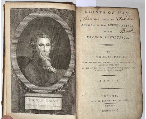 PAINE (Thomas) Rights of Man: Being an Answer to Mr. Burke's Attack on the French Revolution, 2 parts in one, London: for the