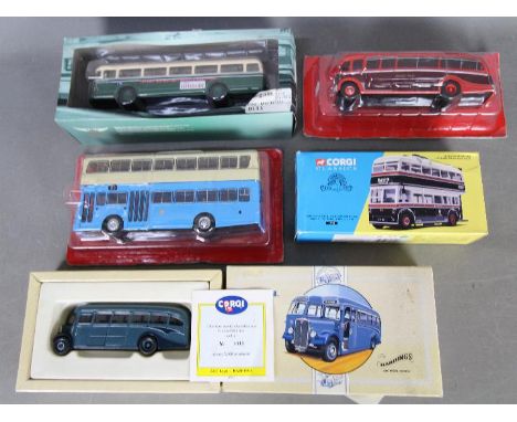 Corgi - IXO - A group of 5 boxed / carded bus models in 1:43 and 1:50 scales including IXO AEC Regal III in Soudley Valley li