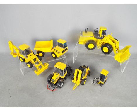 Joal - A fleet of six unboxed scale diecast construction vehicles in 1:50 and 1:35 scales from Joal. Lot includes Joal JCB 4C