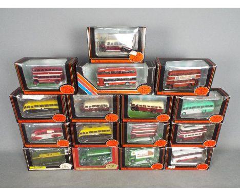 EFE - A collection of 16 boxed 1:76 scale bus and truck models including, #34701 Southdown AEC fuel tanker, # 18707 Stevenson