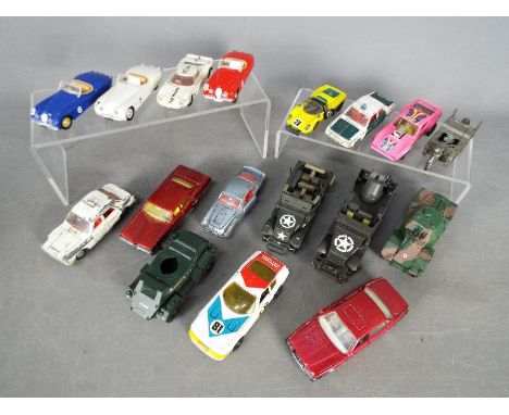 Dinky - Corgi - Atlas - Britains - A collection of 17 diecast vehicles in 1:36 and 1:43 scales including Dinky Pontiac Parisi