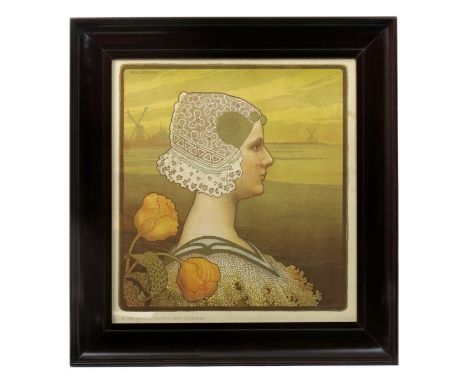 Paul Berthon (1872-1909) Sa Tres Gracieuse Majeste La Reine Wilhelmine lithograph in colours, framed signed in the print top 
