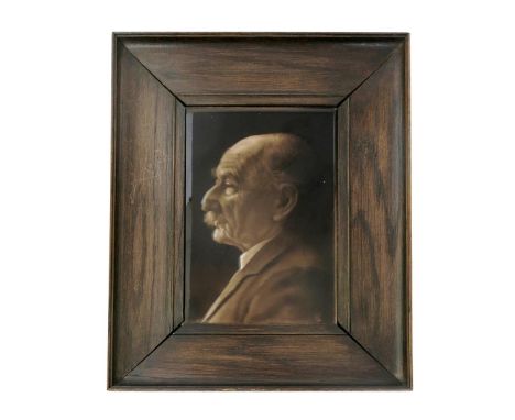 Mr Thomas Hardy a J H Barratt & Co portrait tile designed by George Cartlidge, dated 1924, covered in a sepia glaze, framed i