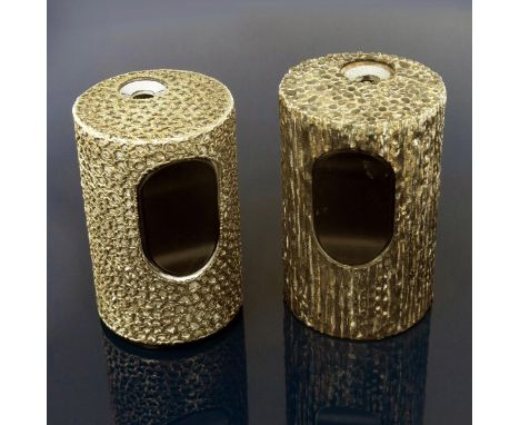 A Braun silver gilt table lighter designed by Stuart Devlin, drum form with pierced and textured case, and another Braun ligh