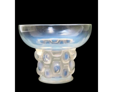 'Beautreillis' no.989 a Lalique opalescent clear and frosted glass vase designed by Rene Lalique, wheel cut R Lalique France 