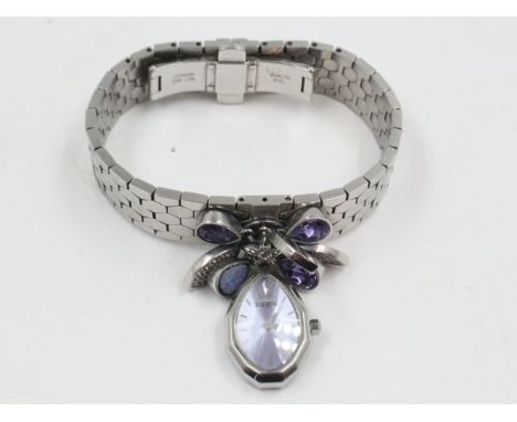 CITIZEN: ladies Eco-Drive bangle watch, stone set with deployment clasp, requires battery. UK P&amp;P Group 1 (£16+VAT for th