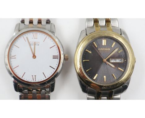 CITIZEN: Two gents Eco-Drive wristwatches. UK P&amp;P Group 1 (£16+VAT for the first lot and £2+VAT for subsequent lots) 