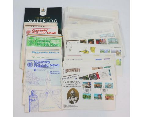 Collection of thirty five Guernsey Post Office first day covers with a partial Battle of Waterloo coin set and twenty copies 