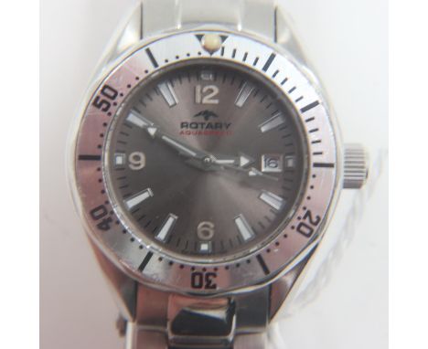 ROTARY: ladies Aquaspeed steel cased wristwatch with metallic grey dial and date aperture. UK P&amp;P Group 1 (£16+VAT for th