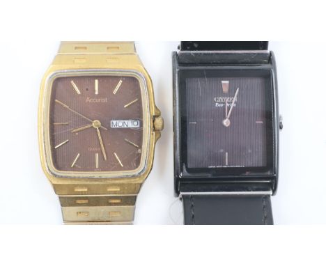 CITIZEN: gents Eco-Drive wristwatch on a leather strap and an Accurist wristwatch requiring a battery. UK P&amp;P Group 1 (£1