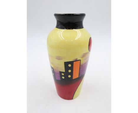 Lorna Bailey vase in the Manhattan pattern, no cracks or chips, H: 20 cm. UK P&amp;P Group 2 (£20+VAT for the first lot and £