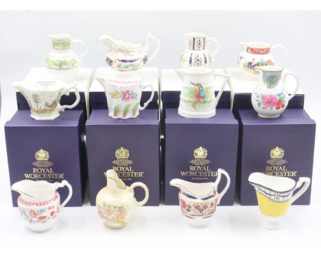 Twelve Royal Worcester The Historical jug collection all with original boxes. Not available for in-house P&amp;P 