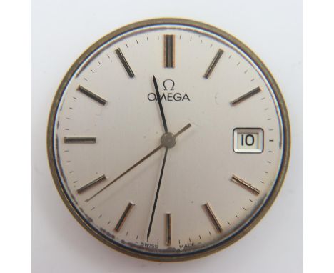 OMEGA: gents manual wind wristwatch movement with dial and lens, crown detached but present, not working at lotting. UK P&amp