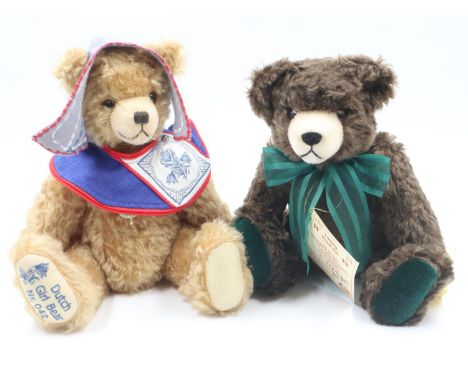 Hermann limited edition bears, Ludwig musical bear 288/500 and Dutch Girl bear 42/2000, H: 40cm. UK P&amp;P Group 1 (£16+VAT 