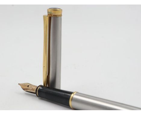 Modern steel Swan Mabie Todd fountain pen with a 14ct gold nib. UK P&amp;P Group 1 (£16+VAT for the first lot and £2+VAT for 