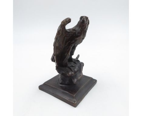 Bronze eagle, signed H: 11cm. UK P&P Group 1 (£16+VAT for the first lot and £2+VAT for subsequent lots)