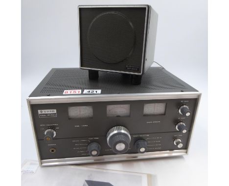 Trio 9R-59DS communications receiver with a Kenwood SP-520 speaker, (R-59DS powers on and comes with instruction manual). All