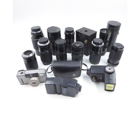 Mixed cameras and camera lenses including Canon, Ricoh and Sigma. Not available for in-house P&amp;P