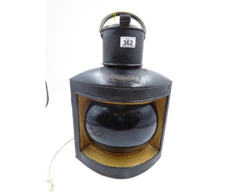 Starboard lantern converted to electricity, H: 47cm. All electrical items in this lot have been PAT tested for safety and hav