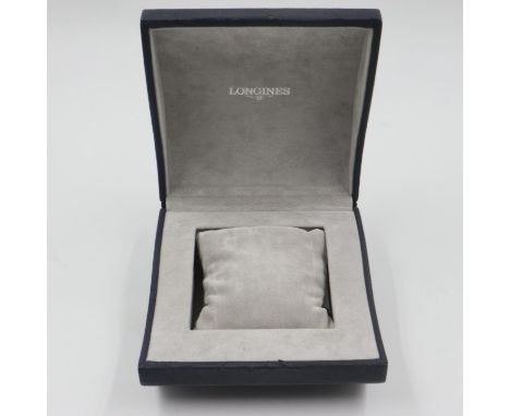 LONGINES: blue leather wristwatch box, exterior leather cracking, interior good. UK P&amp;P Group 1 (£16+VAT for the first lo